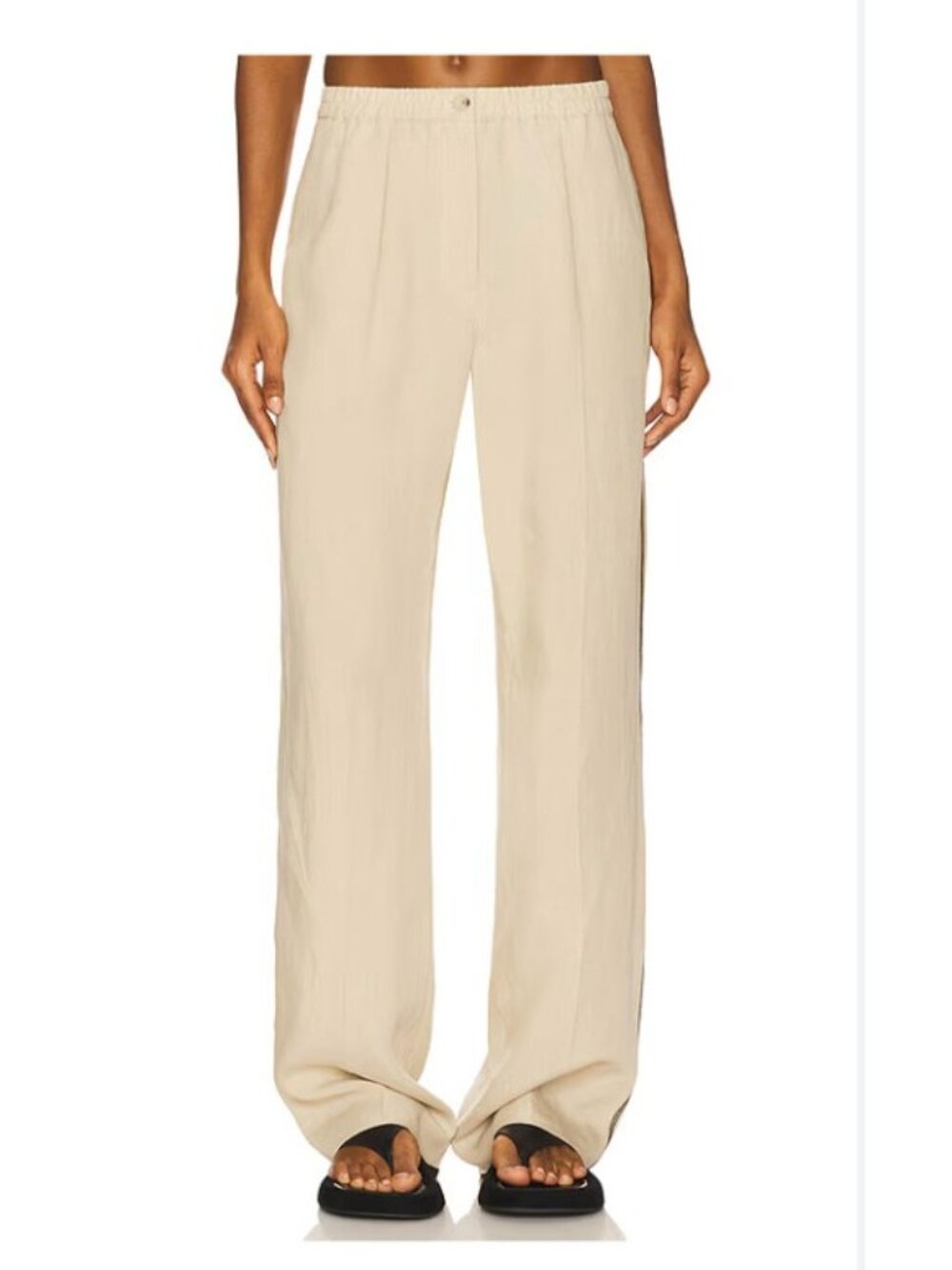 Samsoe Samsoe Satove Trousers Womens L White Pepper Wide Leg Linen Blend
